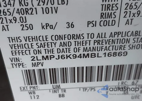 2021 Lincoln Nautilus Reserve z USA, uszkodzony, nr VIN 2LMPJ6K94MBL16869